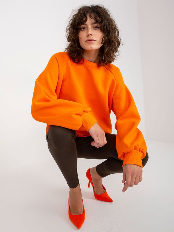 Fashionhunters Orange basic sweatshirt with round neckline