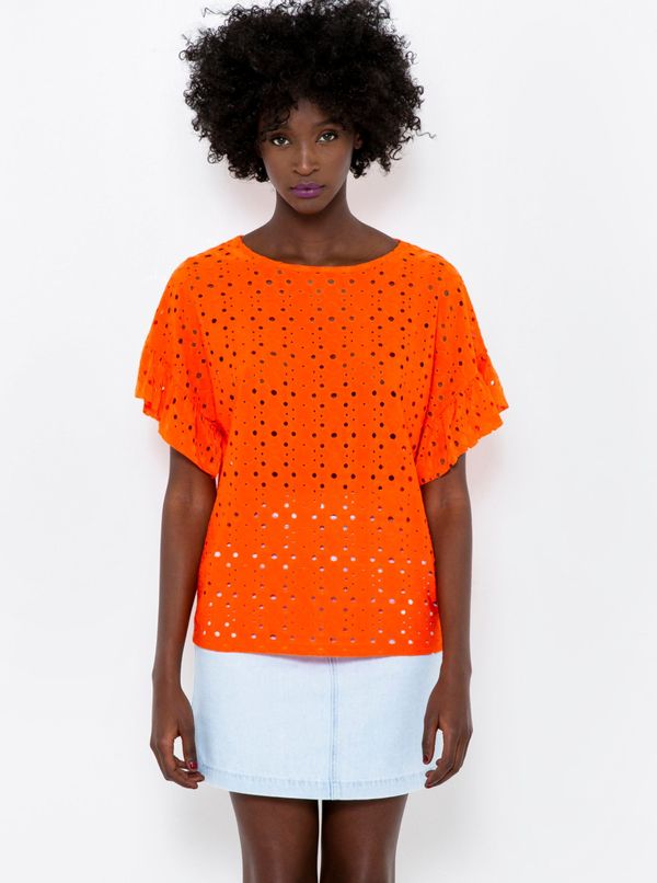 CAMAIEU Orange blouse with madeira CAMAIEU - Ladies