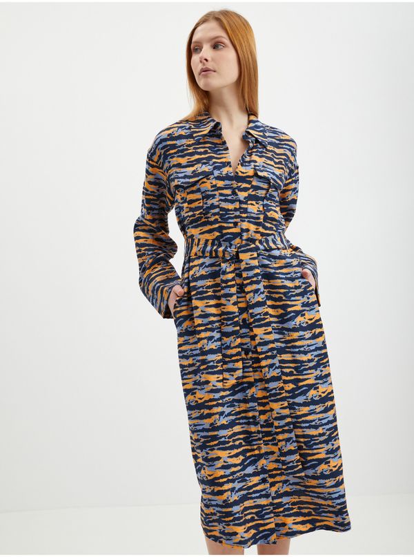 Vila Orange-blue women's patterned shirt dress VILA Cikki - Women