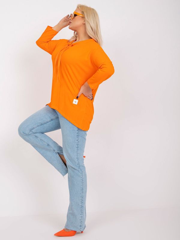 Fashionhunters Orange cotton blouse plus size basic