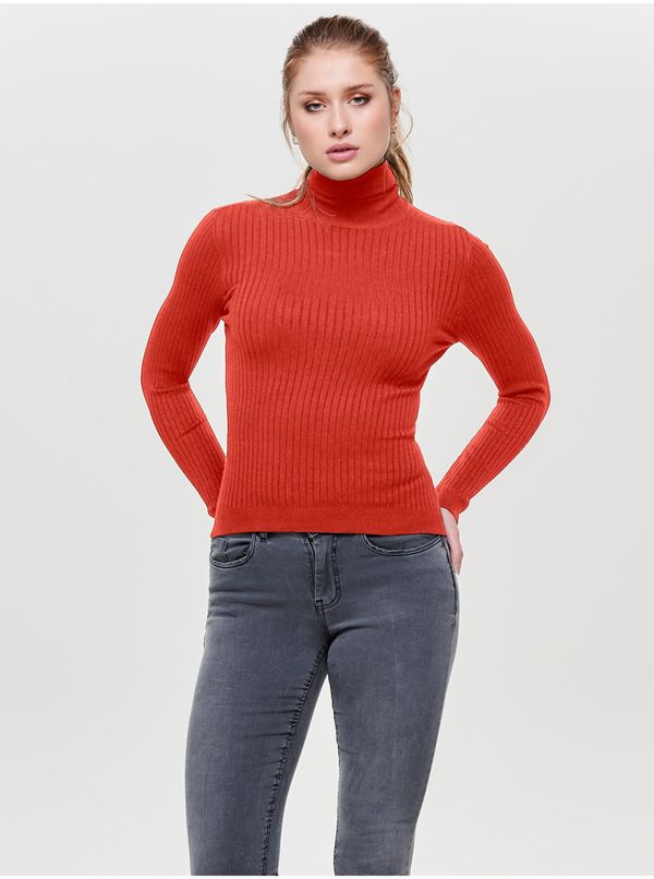 Only Orange Ladies Ribbed Turtleneck ONLY Karol - Ladies