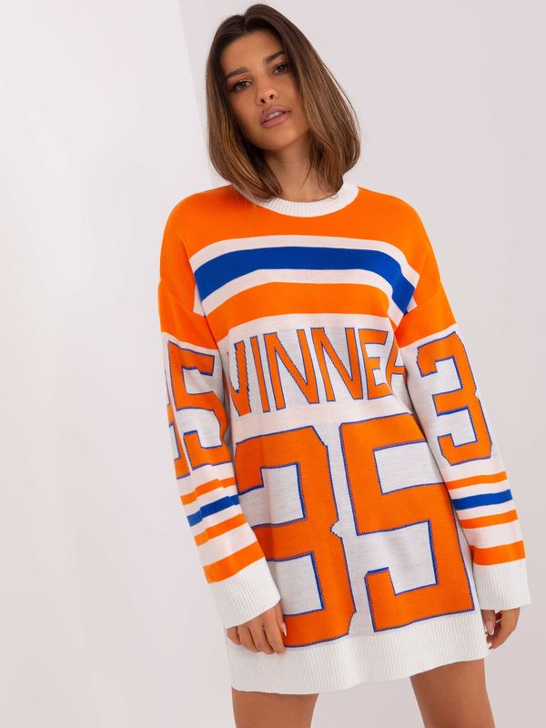 Fashionhunters Orange long oversize sweater