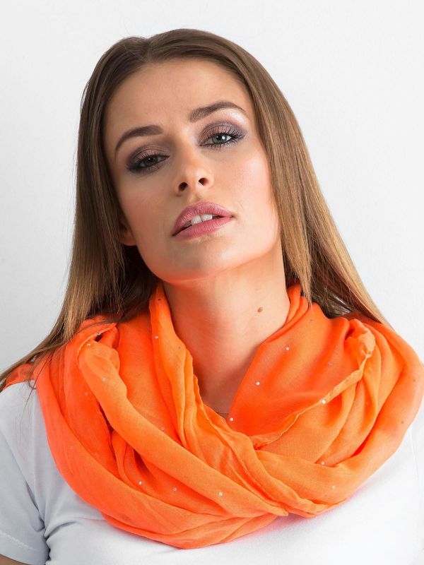 Fashionhunters Orange scarf with rhinestones