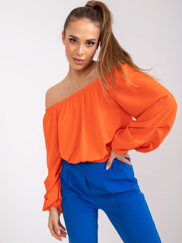 Fashionhunters Orange short blouse with exposed shoulders by Nineli