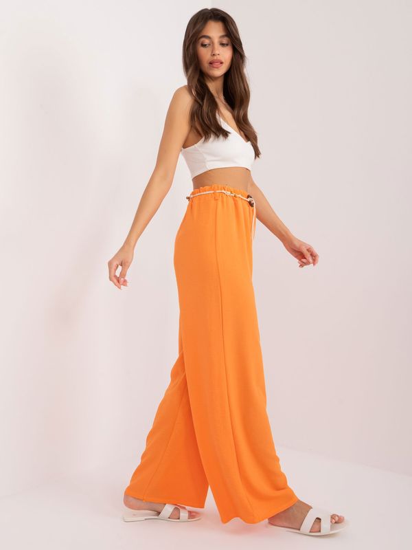 Fashionhunters Orange trousers made of straight fabric