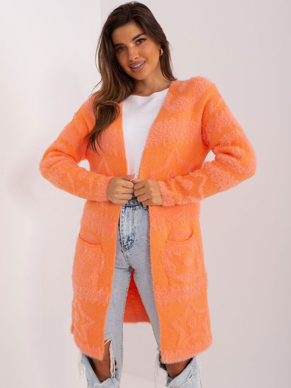 Fashionhunters Orange women's cardigan with patterns