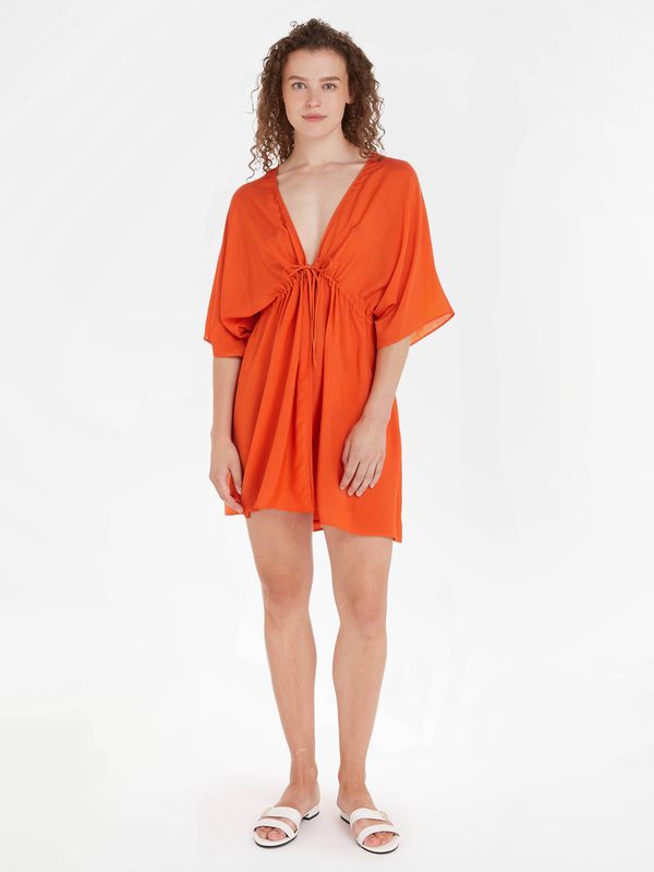 Tommy Hilfiger Orange Women's Dress Tommy Hilfiger Cover Up Short Dress SS