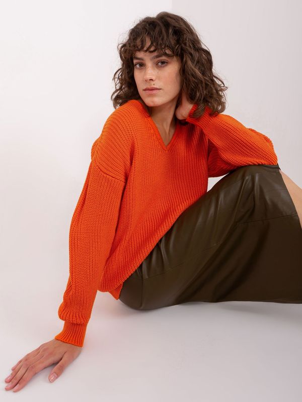 Fashionhunters Orange women's oversize sweater