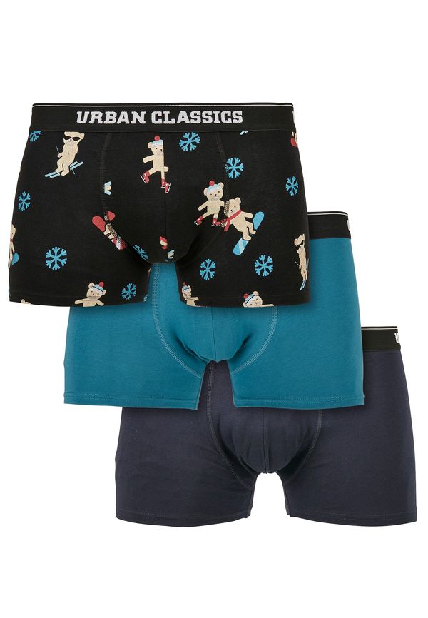 Urban Classics Organic X-Mas boxers 3-pack teddy aop+jasper+navy