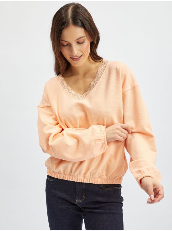 Orsay Orsay Apricot Womens Sweatshirt with Lace - Women