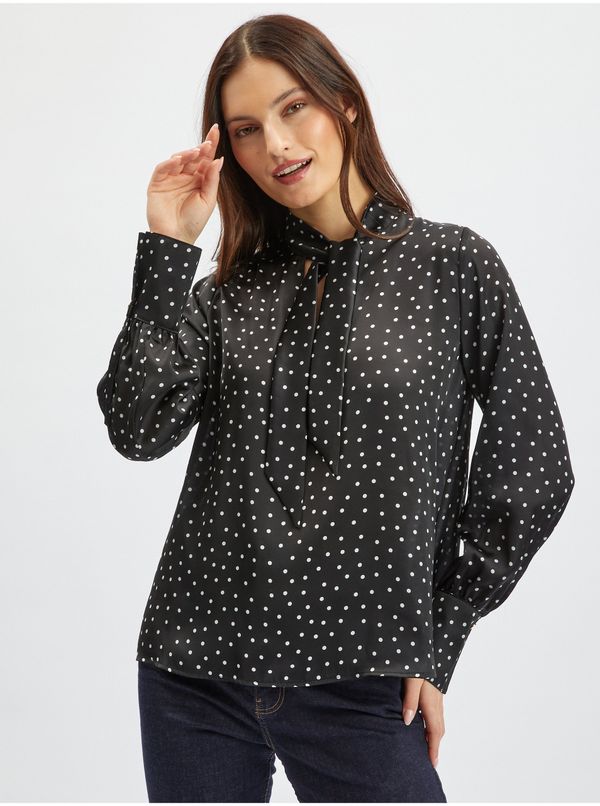 Orsay Orsay Black Ladies Satin Polka Dot Blouse - Women