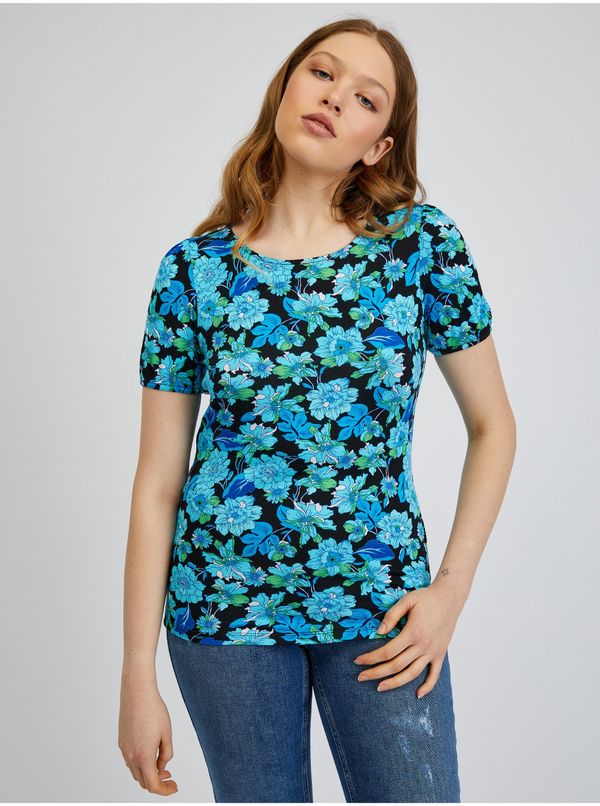 Orsay Orsay Blue-Black Women Floral T-Shirt - Women