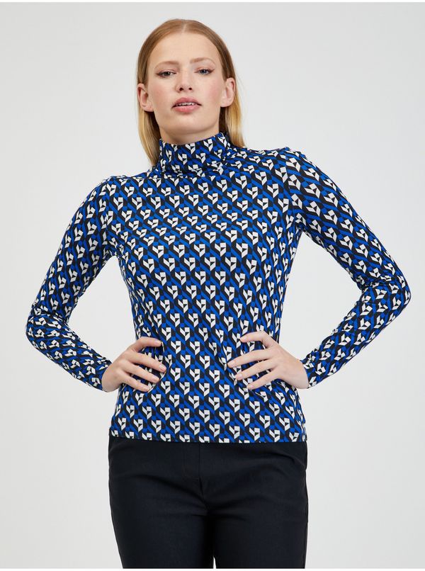 Orsay Orsay Blue Ladies Patterned Turtleneck - Women