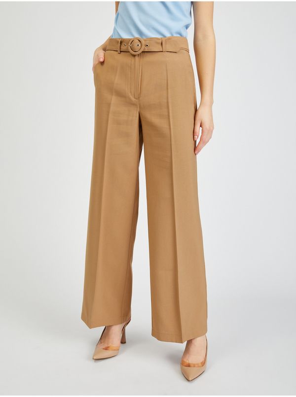 Orsay Orsay Brown Women's Wide Pants with Belt - Women