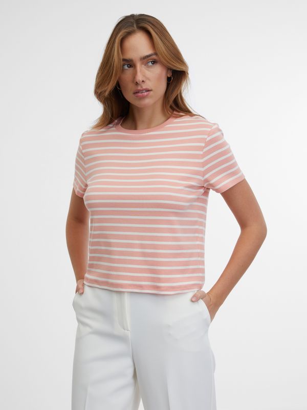 Orsay Orsay Cream-Pink Women's Striped T-Shirt - Women