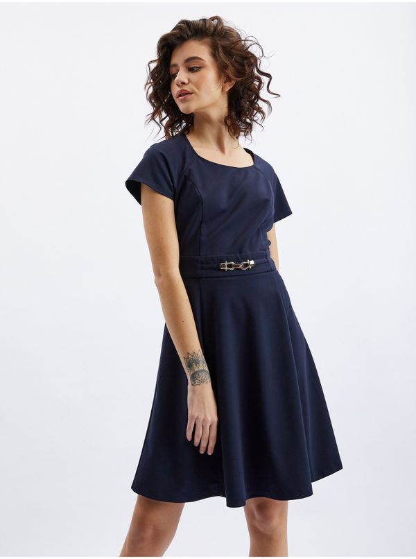 Orsay Orsay Dark blue ladies dress with belt - Women