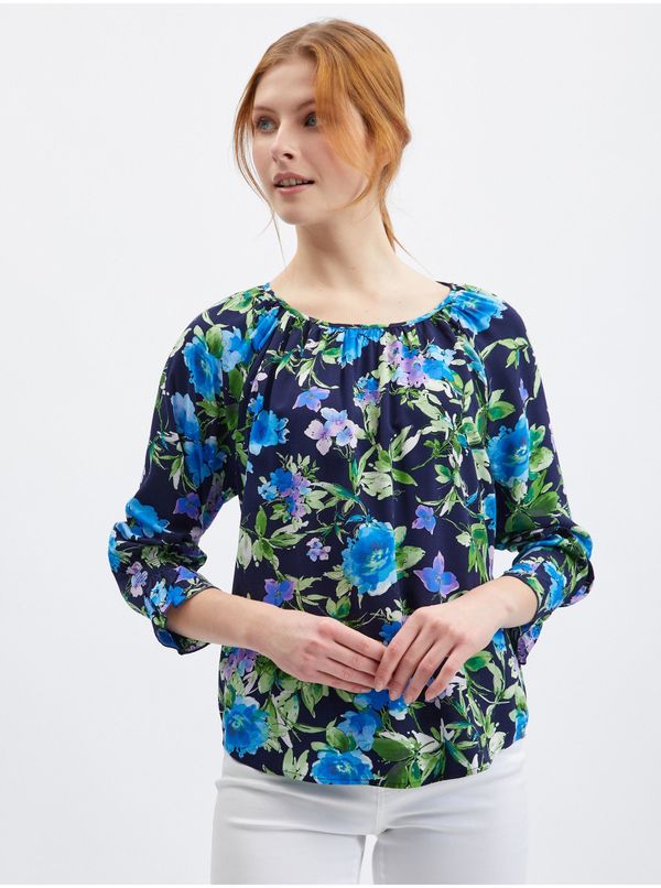 Orsay Orsay Dark Blue Ladies Floral Blouse - Women