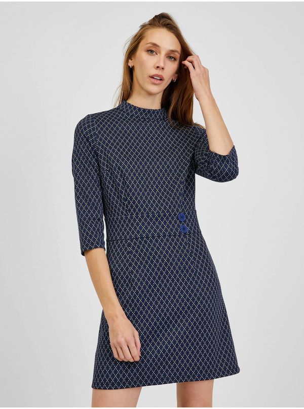 Orsay Orsay Dark blue ladies patterned dress - Women