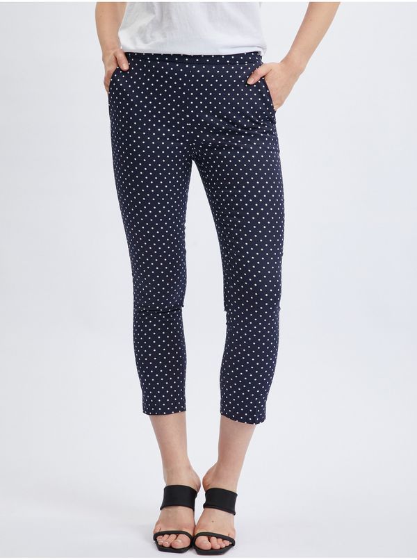 Orsay Orsay Dark blue women's three-quarter polka dot trousers - Ladies