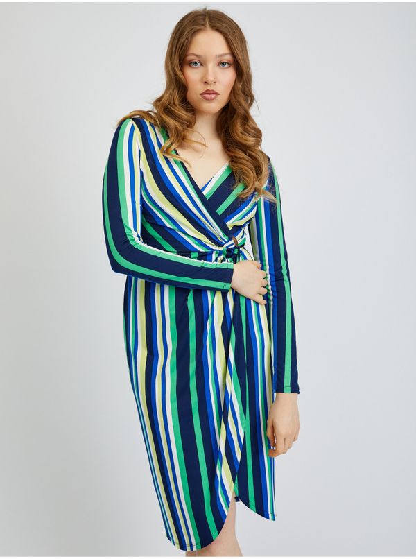 Orsay Orsay Green-Blue Ladies Striped Dress - Women