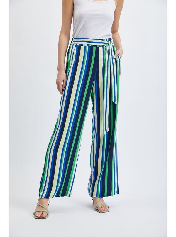 Orsay Orsay Green-Blue Ladies Striped Wide Pants - Women