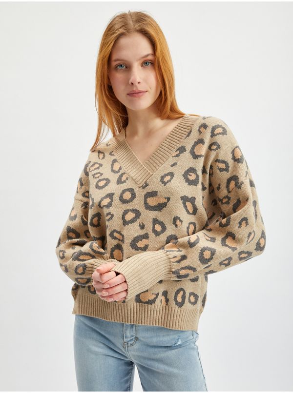 Orsay Orsay Light Brown Womens Patterned Sweater - Women