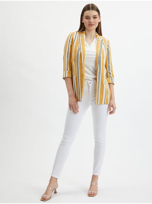 Orsay Orsay Orange Ladies Striped Linen Jacket - Women