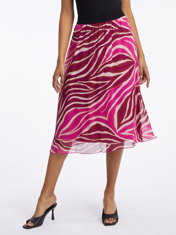 Orsay Orsay Pink & Burgundy Women's Patterned Midi Skirt - Women's