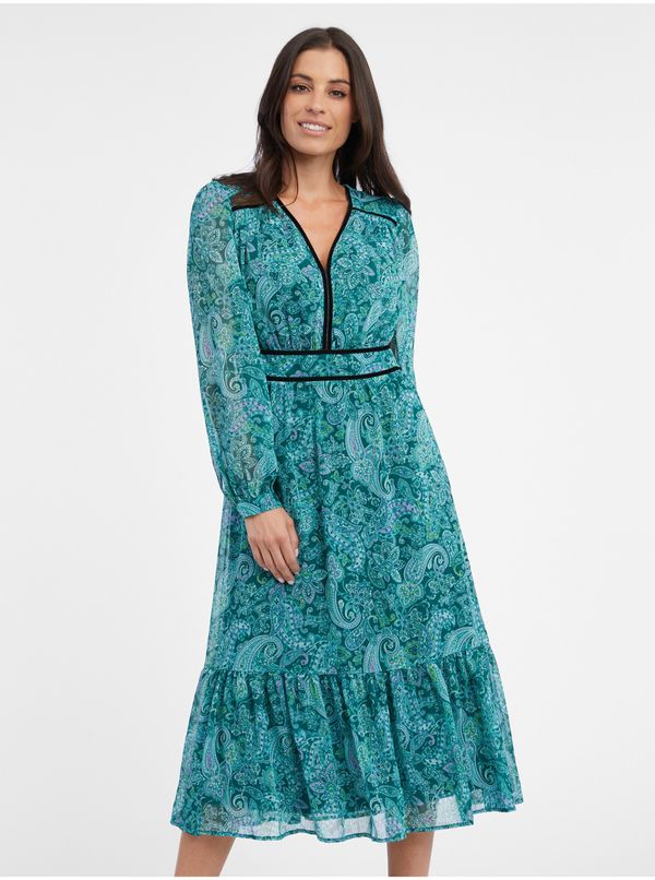 Orsay Orsay Turquoise Women's Patterned Midi Dress - Women's