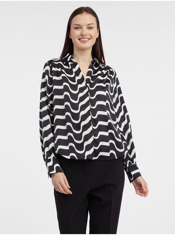 Orsay Orsay White-Black Ladies Patterned Blouse - Women