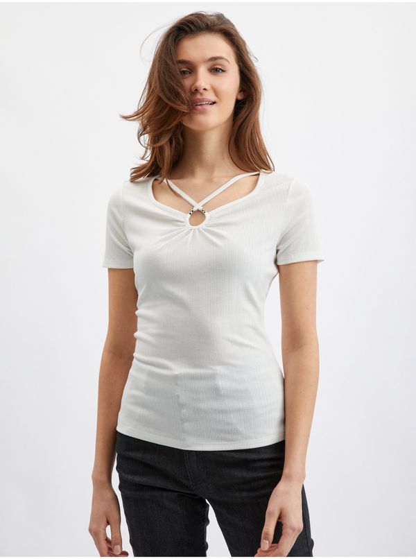 Orsay Orsay White Ladies T-shirt with Decorative Detail - Women