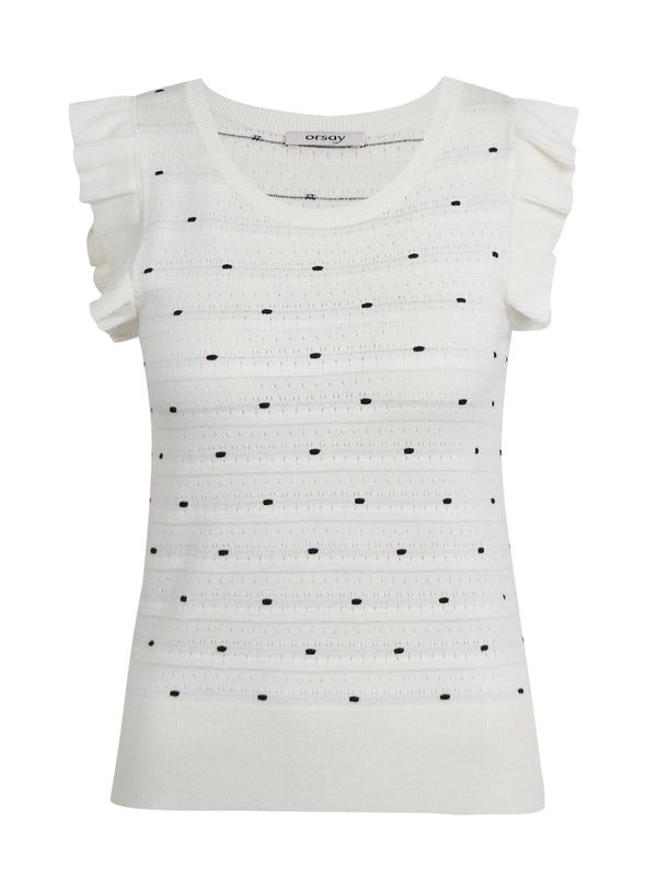 Orsay Orsay White Women's Polka Dot Sweater T-Shirt - Women