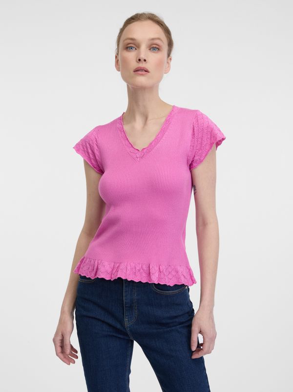 Orsay Orsay Women's Pink T-Shirt with Short Sleeves - Women