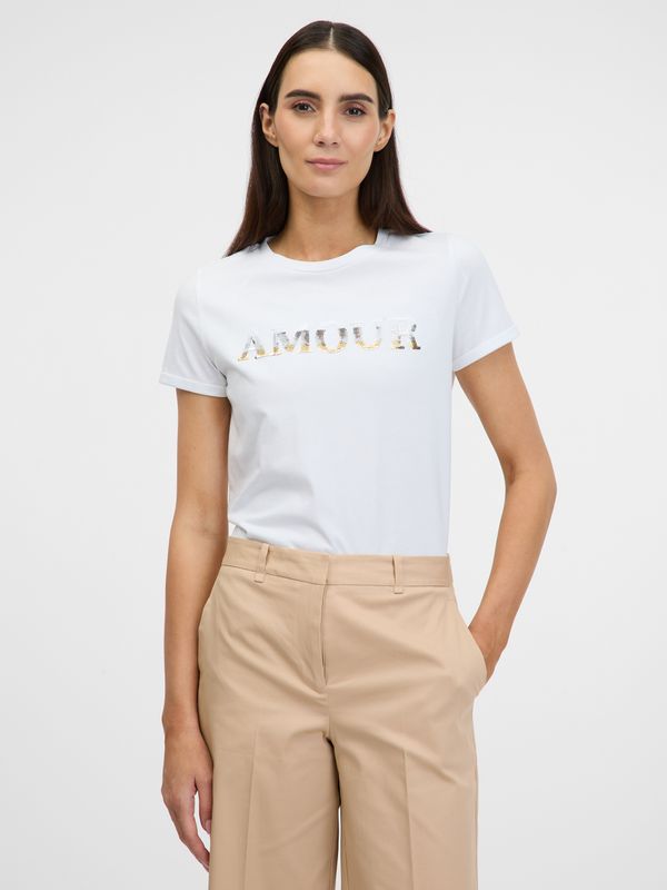 Orsay Orsay Women's White T-Shirt with Short Sleeves - Women