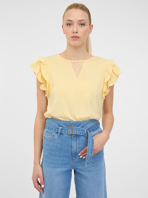 Orsay Orsay Women's Yellow T-Shirt with Short Sleeves - Women