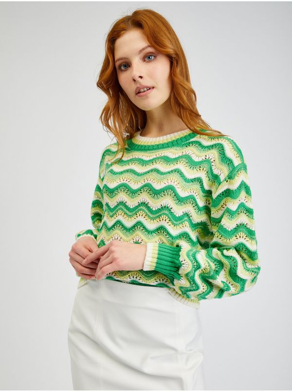 Orsay Orsay Yellow-Green Ladies Striped Sweater - Women