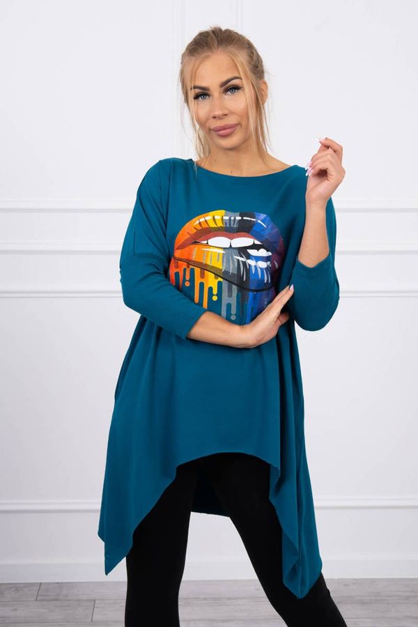 Kesi Oversize blouse with a rainbow print marine