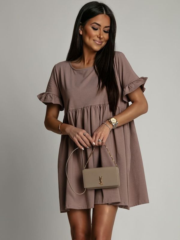FASARDI Oversize dress with short sleeves cappuccino