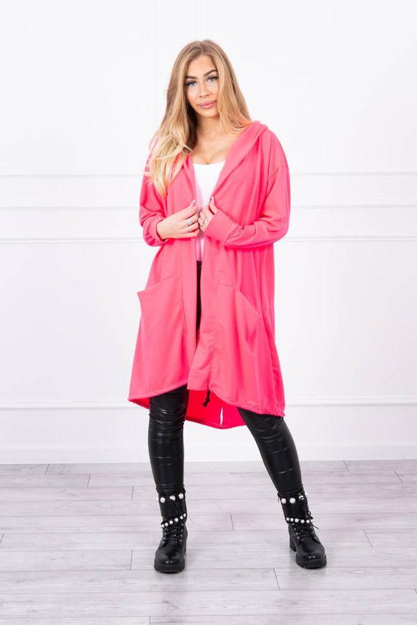 Kesi Oversize pink neon cape with hood