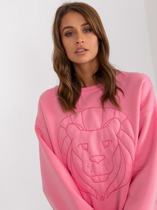 Fashionhunters Oversize Pink Stuffed Hoodie