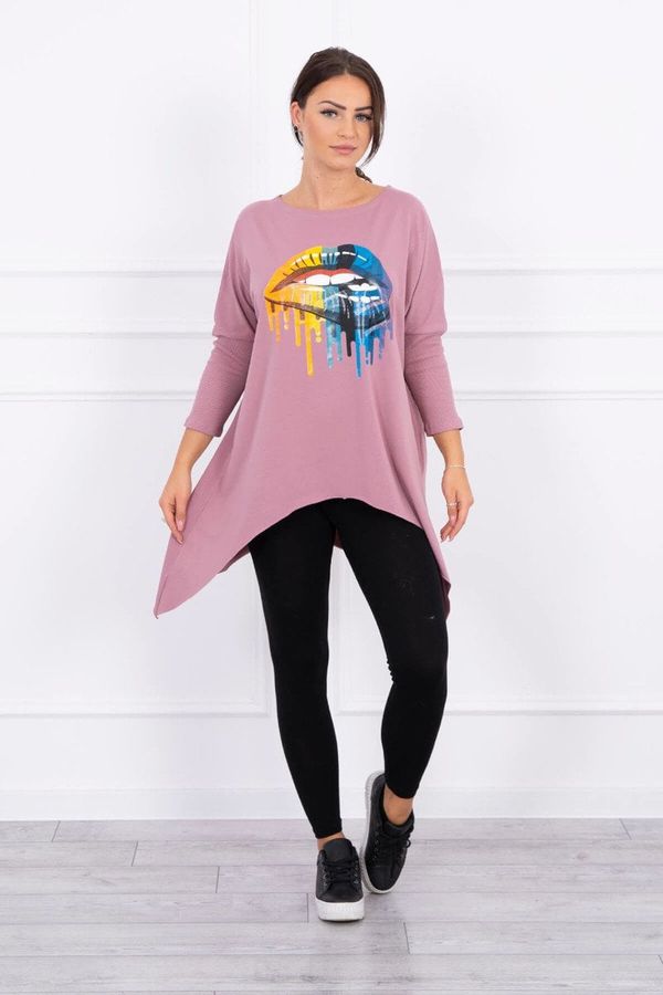 Kesi Oversize rainbow lip blouse dark pink