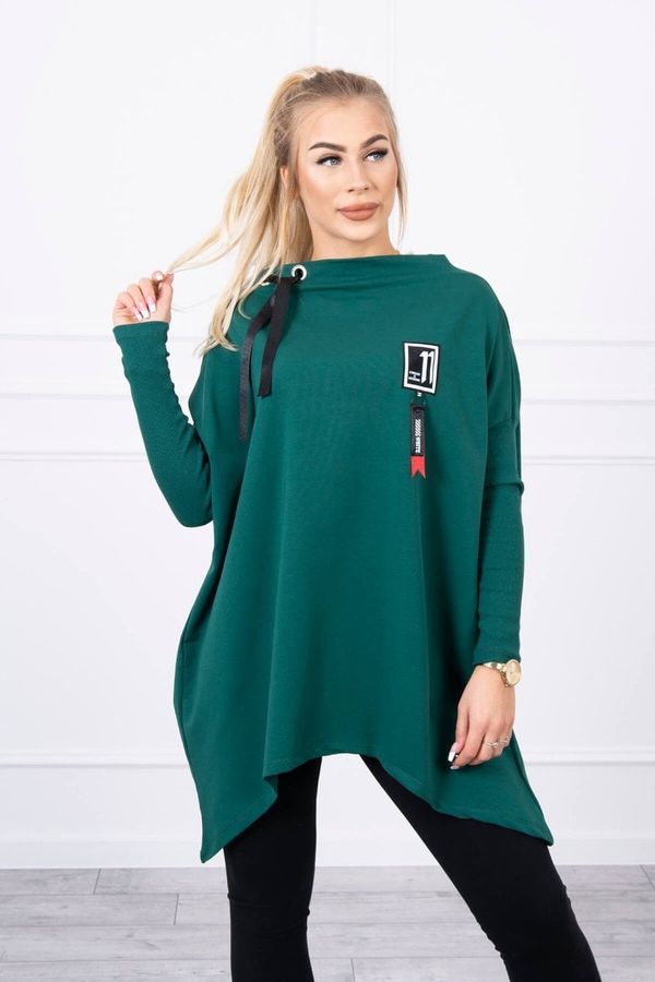 Kesi Oversize sweatshirt with asymmetrical sides of green color