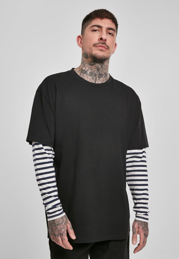 Urban Classics Oversized Double Layer Striped LS Tee Black