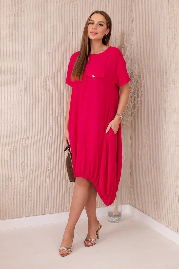 Kesi Oversized dress with fuchsia-colored pockets