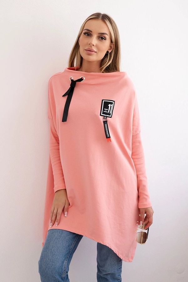 Kesi Oversized sweatshirt with asymmetrical hips salmon