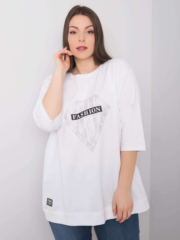 Fashionhunters Oversized white blouse with application