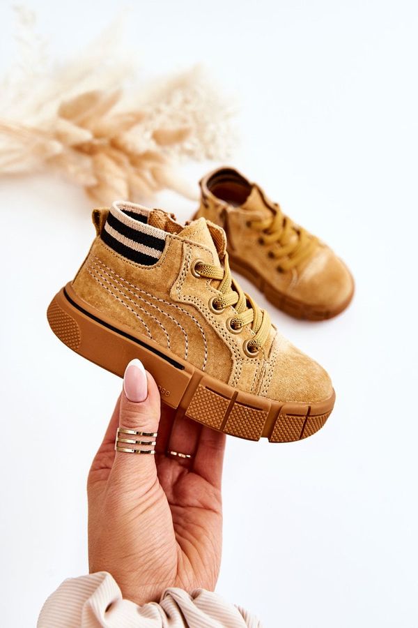 PA1 PA1 Children's High-top Sneakers With A Zipper Camel Boone