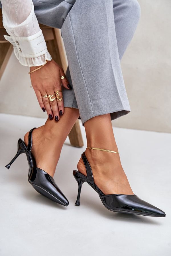 Kesi Patent leather pumps with open heel black Emmizola