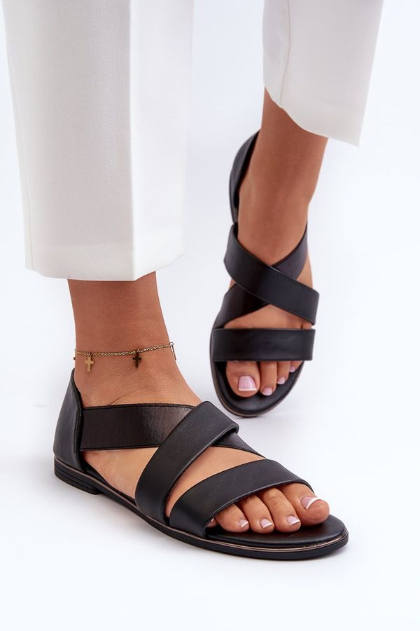 PE1 PE1 Black Leather Sandals with Drawstring Apulia