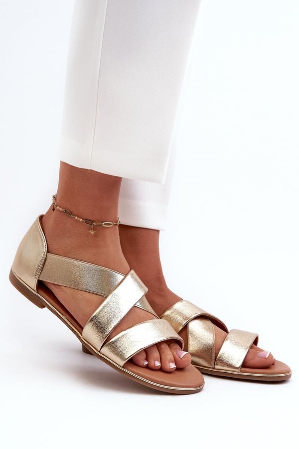 PE1 PE1 Leather Sandals with Elastic Gold Apulia